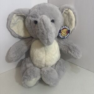 Vermont Teddy Bear Plush Elephant Handmade Poseable GRAY Stuffed Animal 15" NEW!